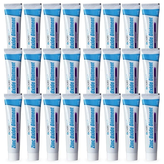 CareAll Zinc Oxide 20% Skin Protectant Barrier Ointment 2 oz (24 Pack), Relieves, Treats and Prevents Minor Skin Irritations due to Diaper Rash. Helps Seal Out Wetness. Protects Chafed Skin.