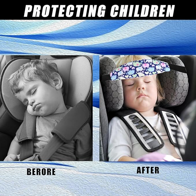 4 Pieces Baby Head Support for Car,Head Support Straps Car Seat Head Holder Sleeping Headrest Band with Adjustable Buckle Universal Car Accessories for Kids,Toddler