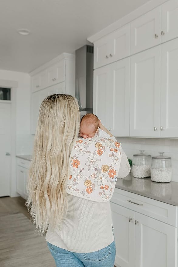 Copper Pearl Premium Baby Burp Cloths - 3-Pack Large Cotton Burp Cloths, Extra Soft Spit Up Rags with 3 Absorbent Layers, Perfect for Baby Girl Gifts (21" x 10" Size, Ferra Set)