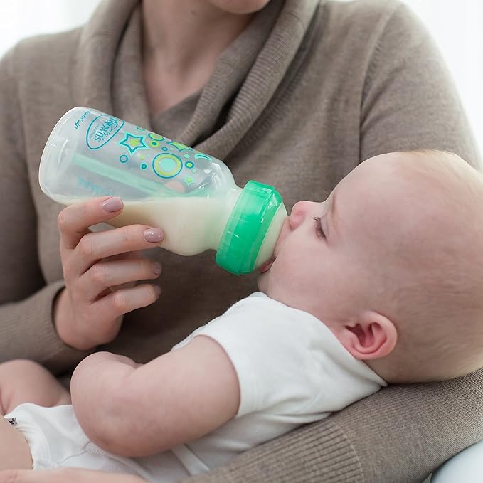 Dr. Brown's Anti-Colic Options+ Wide-Neck Sippy Bottle Starter Kit, 9oz/270mL, with Level 3 Medium-Fast Flow Nipple and Soft 100% Silicone Sippy Spout, Green, BPA-Free, 6m+, 2-Pack