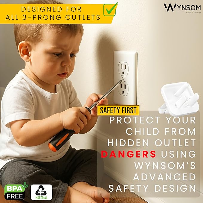 Outlet Covers Baby Proofing with Pull Handle - Plug Covers Baby Proofing- White Baby Proof Outlet Covers 3 Prong Child Proof Outlet Cover (White, 10 Count)
