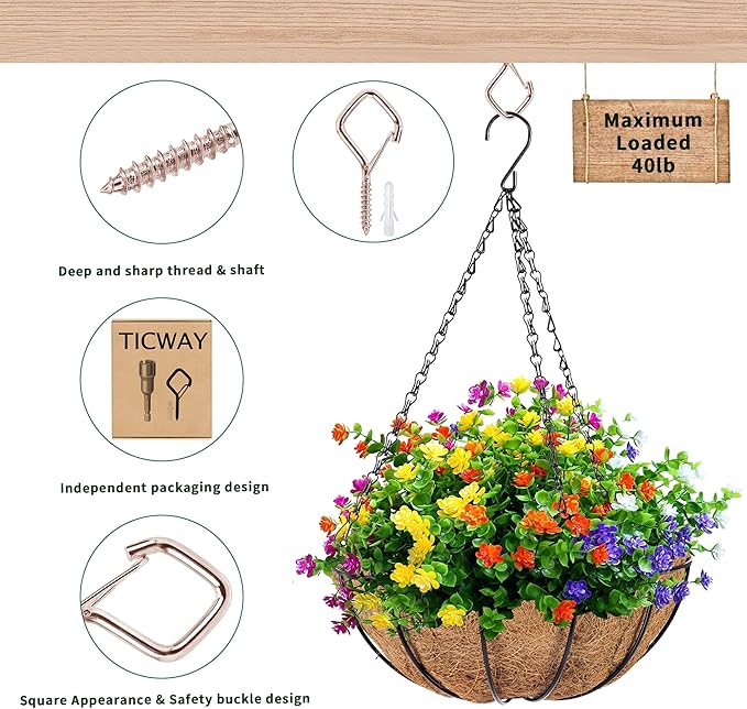 20 PCS Ceiling Hooks for Hanging Plants,Screw Hooks for Wind Chimes,Bird Feeder,Lanterns,Christmas Decorations Outdoor String Lights (Rose Gold)