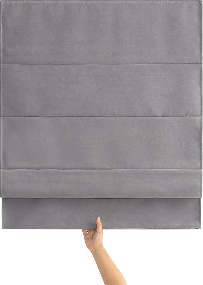 Blackout Roman Shades Cordless for Windows, Pull Down Window Shades Blinds with Heavy 430GSM Chenille & White Backing & Thermal Insulated & Hidden Cords, 24x74 Inches (Charcoal Gray)