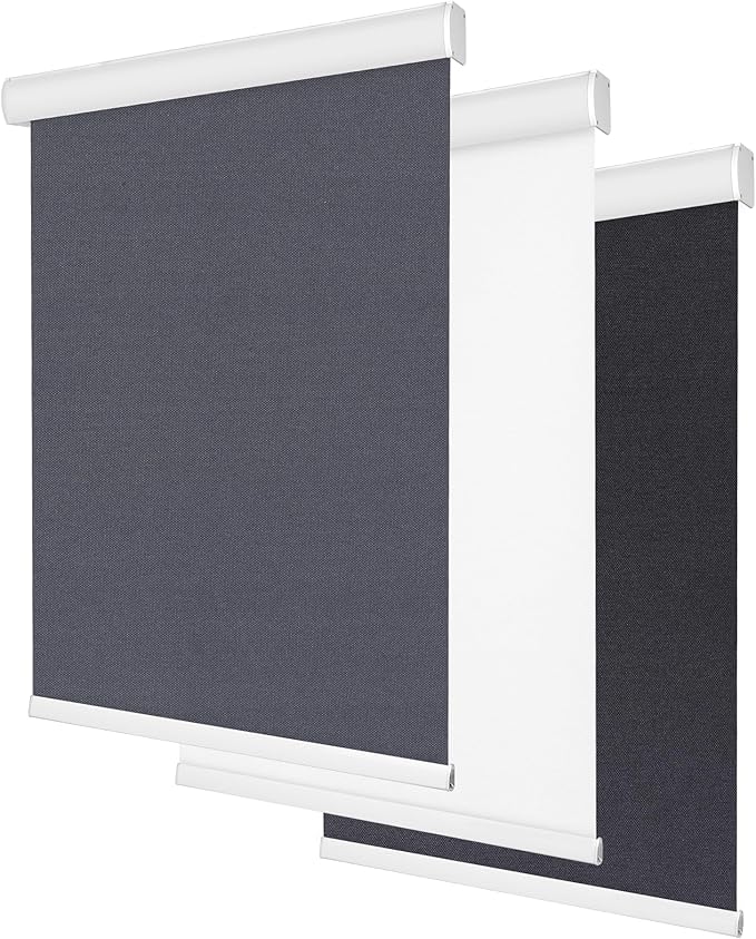Allesin 100% Blackout Cordless Roller Shades for Windows, Free-Stop Shades, Thermal Insulated, UV Protection, Waterproof Fabric, Easy to Install for Home, Office, Bathroom (Dark Gary 31 x 72)
