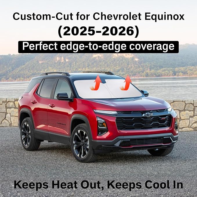 EcoNour Windshield Sun Shade Compatible for Chevrolet Equinox 2025–2026 | SUV Front Window Sunshade | Foldable Sun Visor Shield | UV & Heat Blocking Protection