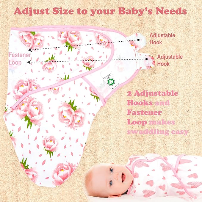 Bublo Baby Newborn Swaddle Blanket for 0-3 Month, Swaddles for Newborns Baby Girls Boys, 100% Organic Cotton Nursery Swaddling Blankets, Adjustable Sleep Sack for Babies (3-Pack)