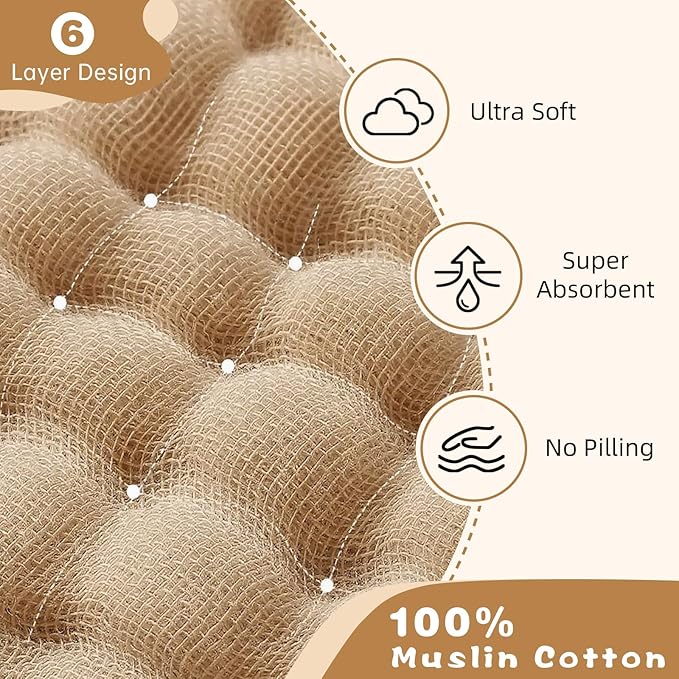 Hooded Baby Bath Towels for Newborn 2 Pack – 6-Layer 100% Muslin Cotton Baby Towels with Hood for Babies, Infants & Toddlers – Large 32x32 Inch Soft Absorbent Unisex Newborn Bath Essentials