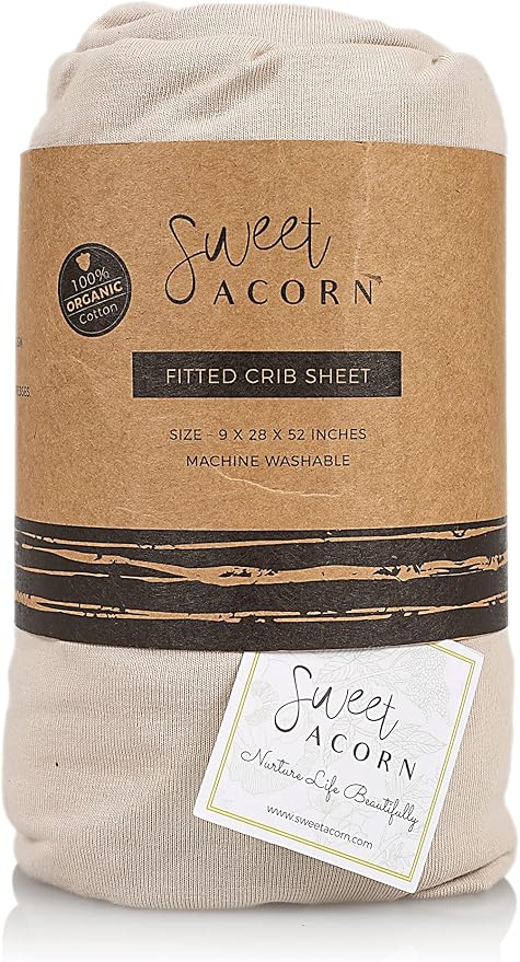 Fitted Crib Sheets - Organic Cotton Jersey Knit Crib Beddings - Fits Standard Baby Crib Mattress - 9" x 28" x 52" - Fog Grey
