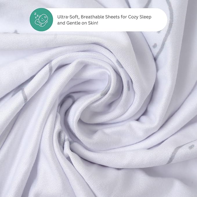 Bassinet Sheets for Mika Micky, Evolur, Larex, Taylengrow Baby, Newton Baby Bedside Sleeper by TansyPanda, 3PC, 33x20, Ultra Soft, Breathable, Snug Fit, Unisex Boys, Girls, Gray (Moon, Stars, Clouds)