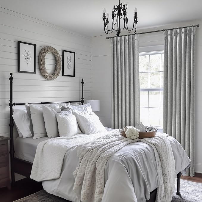 Bedroom Blackout Curtains 63 Inches (5-1/4FT) Long 2 Panel Set,Thermal Curtain for Summer Heat Living Room Darkening Pinch Pleated Short Drapes for 62 Inch Window Pinch Pleated(40"x63"x2 Grey)