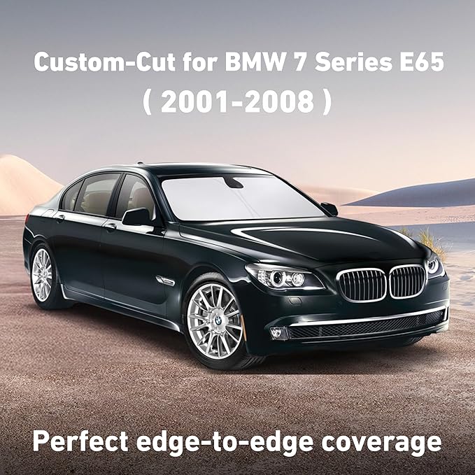 Econour Windshield Sunshade for BMW 7 Series 2001-2006 2007 2008, Sun Visor for Front Windshield & Window Sun Shade Cover, UV Heat Blocker & Protector, Car Accessories