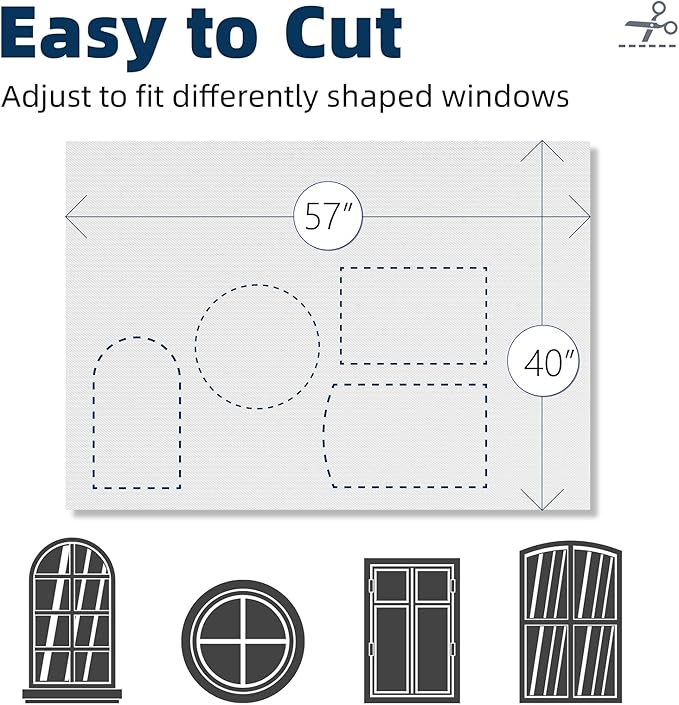 NIGHTON Portable Blackout Curtains 40"×59", Strong Hook and Loop Tape Strips with Adhesive, Cuttable Blackout Window Cover, 100% Black Out Material Blinds for Baby Nursery or Travel - White - 08