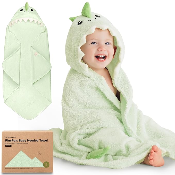 KeaBabies Organic Baby Towel with Hood for Girls, Boys - Soft, Absorbent, 100% Cotton Hooded Baby Towels for Newborns, Infants, Large Hooded Bath Towels for Babies, Kids, Toddler 1-3 (Draco)