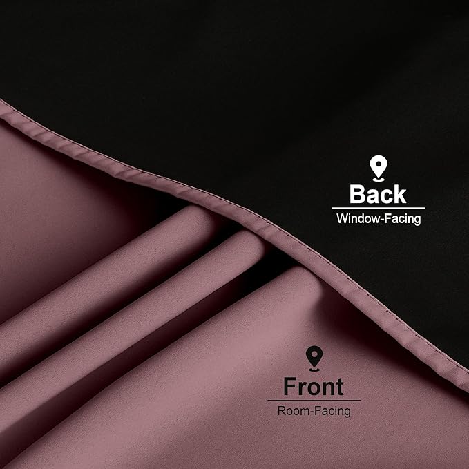 NICETOWN Dry Rose 2 Pieces 52x84 Inches Blackout Curtains, Thermal Insulated Energy Efficient Window Treatment Draperies for Living Room, Double Layer Full Light Blocking with Rod Pocket Back Tab