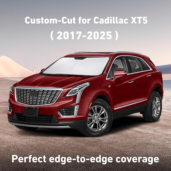 Econour Windshield Sunshade for Cadillac XT5 2017-2023 2024 2025, Sun Visor for Front Windshield & Window Sun Shade Cover, UV Heat Blocker & Protector, Car Accessories