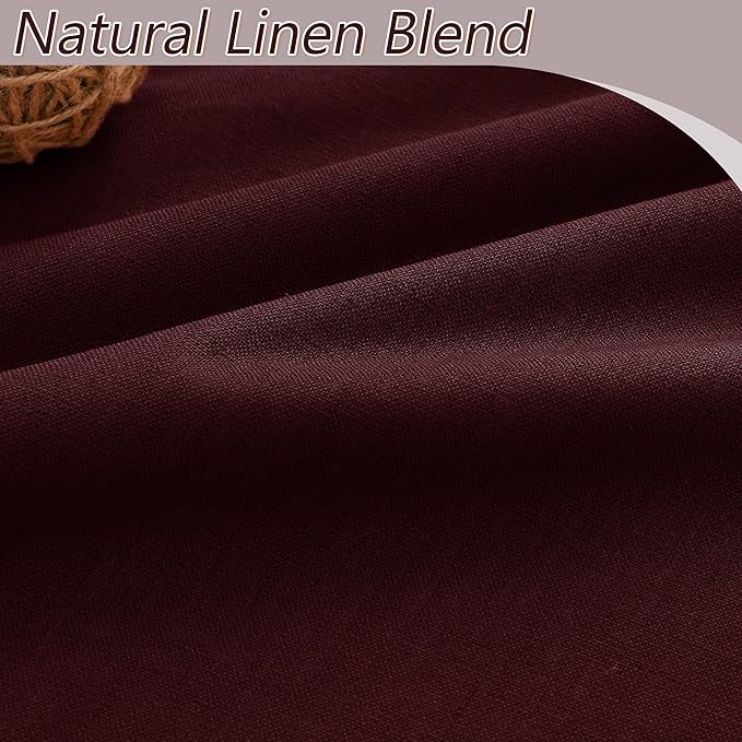 Guken 100% Blackout Curtains 102 Inch Length 2 Panels Set for Living Room Bedroom Back Tab Thermal Insulated Black Out Linen Drapes Room Darkening Window Curtains Burgundy 52x102