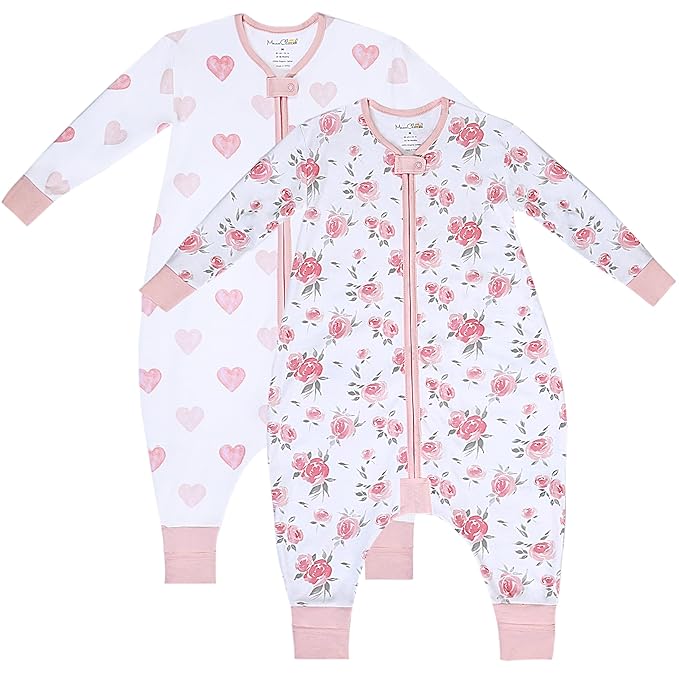 Mama Cheetah Toddler Sleep Sack with Feet, Long Sleeve 0.5 TOG Organic Cotton Baby Sleeping Bag with Legs, Wearable Blanket for Walkers w/ 2-Way Zipper, Toddler Blanket for Girls & Boys 6-18 M