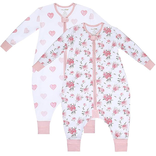 Mama Cheetah Toddler Sleep Sack with Feet, Long Sleeve 0.5 TOG Organic Cotton Baby Sleeping Bag with Legs, Wearable Blanket for Walkers w/ 2-Way Zipper, Toddler Blanket for Girls & Boys 3-4T