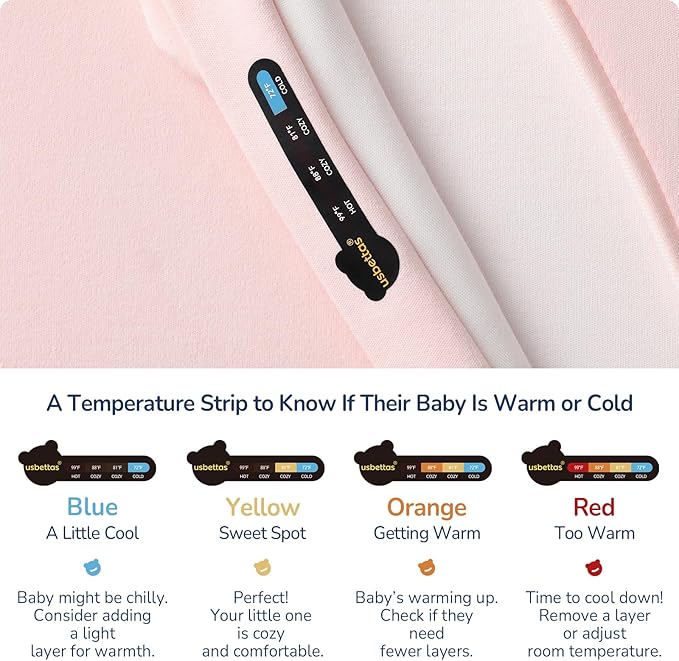 usbettas 1.0 Tog 2.5 Tog Baby Sleep Sack, 100% Cotton Baby Sleeping Bag 3-24M, 2-Way Zipper Baby Wearable Blanket