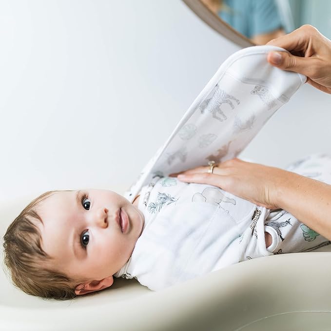 aden + anais Essentials Easy Swaddle Wrap Quick Change with Bottom Zipper, Snug Cotton Knit Baby Wrap Swaddle Blanket for Newborns, TOG 1.0, 3-Pack, Toile, 0-3 Months, Small/Medium