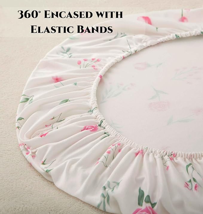 SDY Jersey Bassinet Sheets for Baby Boys and Girls,32 "x 16 "x 4", 2 Pack,Neutral Flower Standard Oval/Retangle Fitted Bassinet Sheets for Toddler,Super Soft Breathable