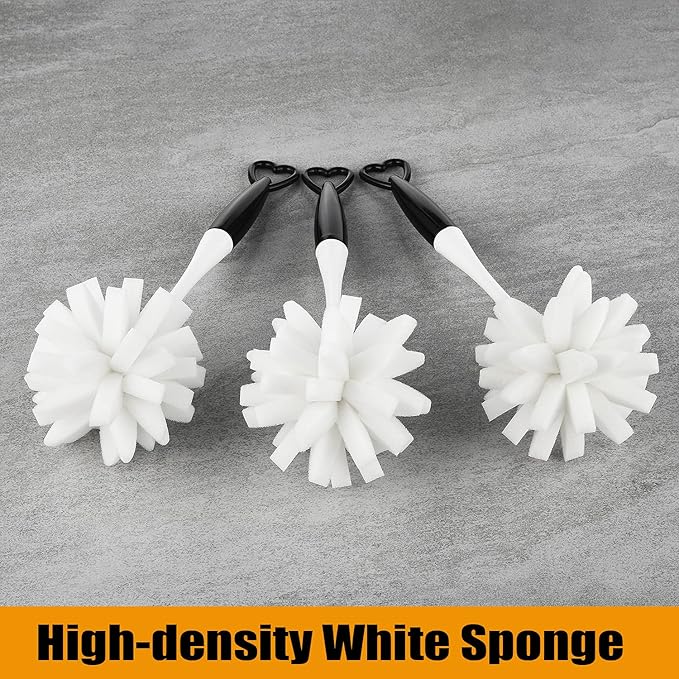 ALINK Bottle Glass Dish Sponge Cleaning Brush with Handle, Pack of 3
