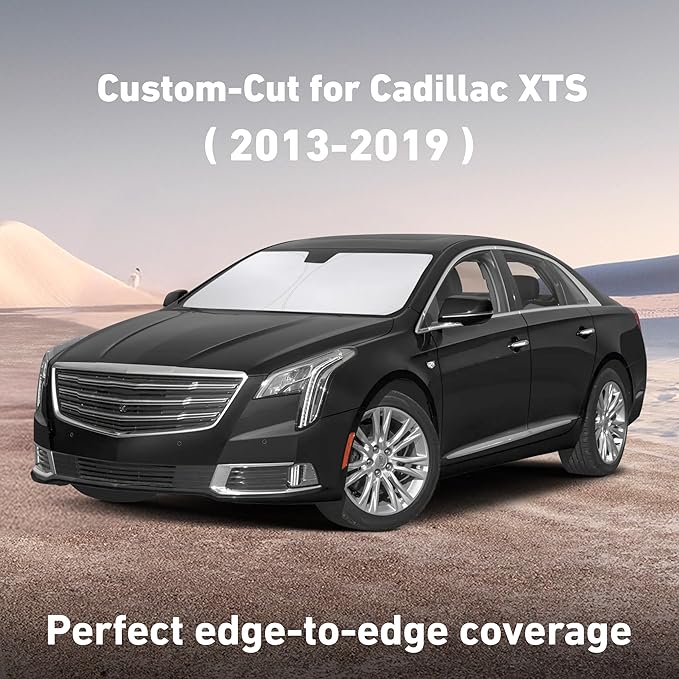 Econour Windshield Sunshade for Cadillac XTS 2013-2017 2018 2019, Sun Visor for Front Windshield & Window Sun Shade Cover, UV Heat Blocker & Protector, Car Accessories