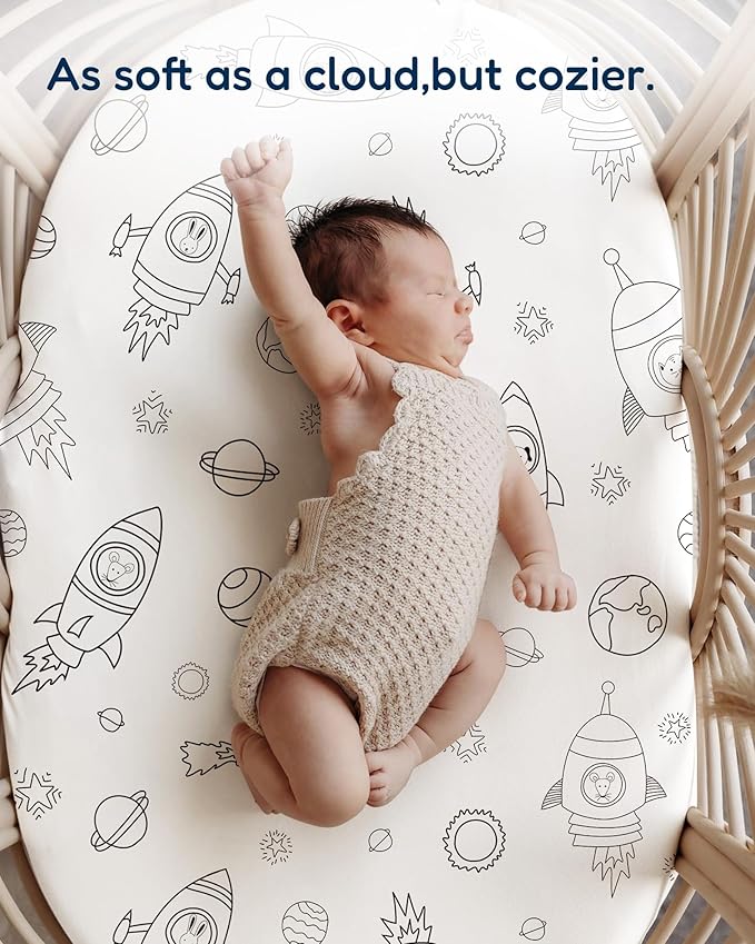 Bedside Sleeper Bassinet Fitted Sheets 33x20 for Maxi COSI Iora, Koola Baby, Baby Joy, Angelbliss, Kidsclub Bedside Bassinet - Buttery Soft Sheets, 2 Pack