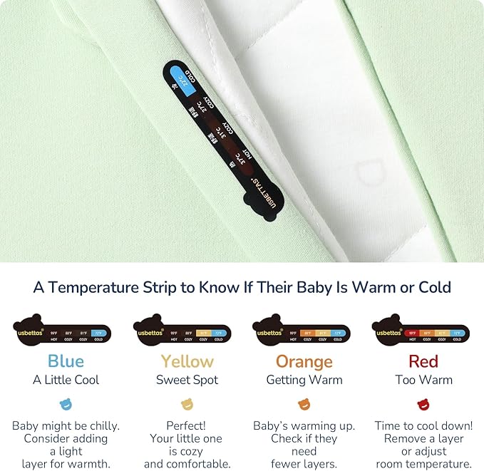 usbettas 1.0 Tog 2.5 Tog Baby Sleep Sack, 100% Cotton Baby Sleeping Bag 3-24M, 2-Way Zipper Baby Wearable Blanket