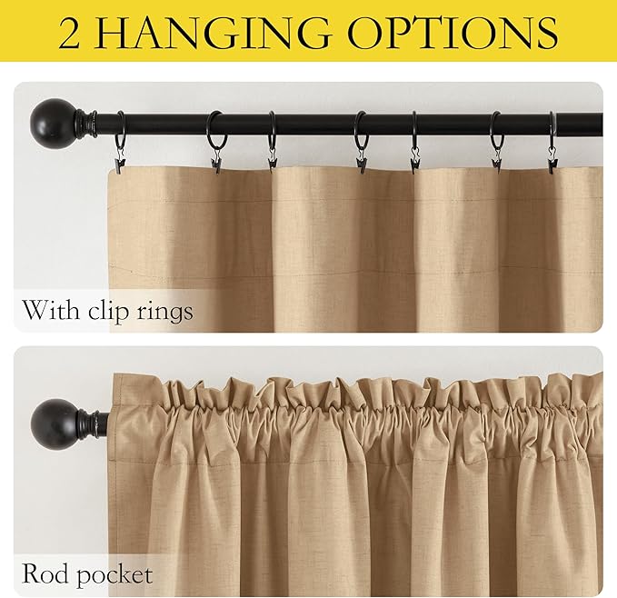 NICETOWN 100% Blackout Linen Curtains with Thermal Insulated White Liner, Taupe, W52 x L95, 2 Panels, Textured Linen Look Noise Reducing Window Treatment Drapes for Bedroom/Living Room/Dining Room
