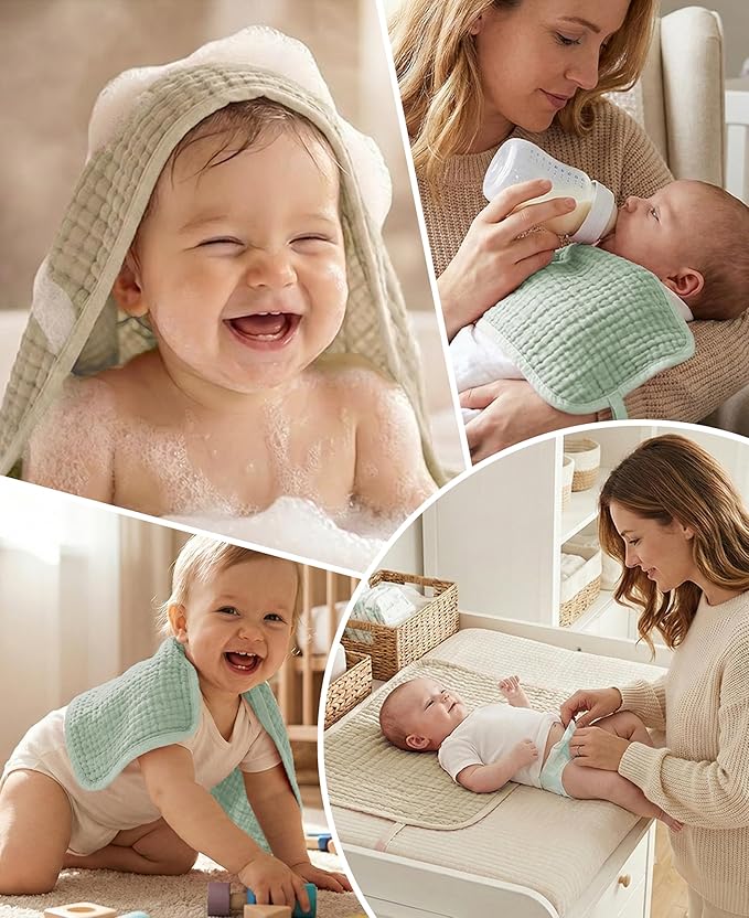 TRYISDICDVC 14Pack Muslin Baby Burp Cloths 100% Cotton 20"X10" Soft Absorbent Quick Drying Newborn Drool Baby Face Washcloths