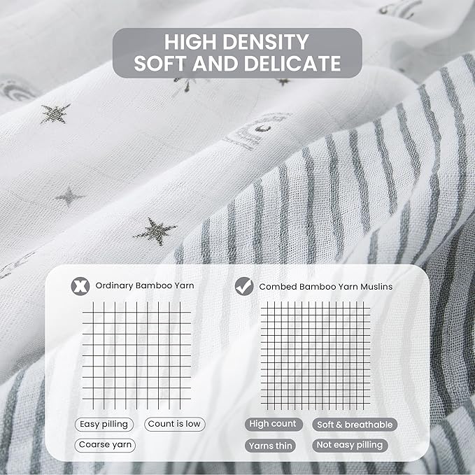 Softan Swaddle Blankets for Baby Girls & Boys Gift, Large 47X47 inches Receiving Blankets for Newborn,4 Pack Gray Elephant