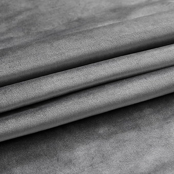 PRIMROSE Dark Grey Velvet Curtains 102 inch Long for Living Room,Set of 2 Panels Blackout Rod Pocket Back Tab Window Treatment Room Darkening Heavy Decorative Curtains Drapes for Bedroom