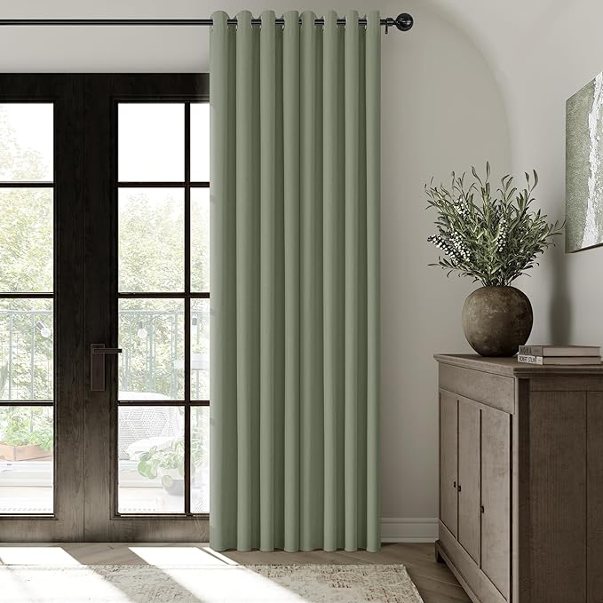 ChrisDowa 100% Blackout Sage Green Solid Curtains 102 Inches Long 2 Panels for Bedroom Living Room,Farmhouse Room Darkening Thermal Insulated Soundproof Grommet Top Window Treatment Drapes,52x102