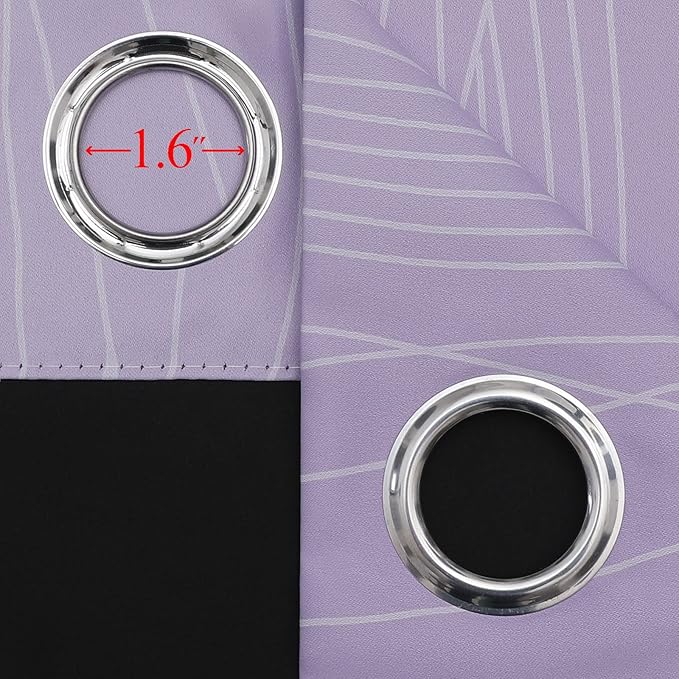 Estelar Textiler Lilac and Greyish White Blackout Curtains 63 Inch Length 2 Panels Set, Room Darkening Grommet Ombre Curtains for Bedroom, Thermal Insulated Light Blocking Gradient Drapes, 52Wx63L