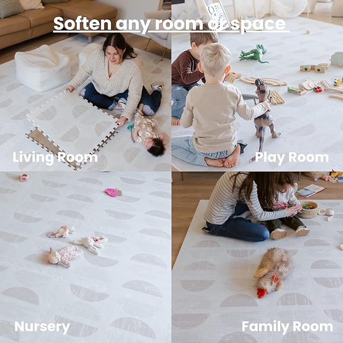Baby Play Mat for Floor - Aura Oat (6x6ft) - Premium EVA Foam Play Mat for Babies & Toddlers (Ages 0-5+) Non-Toxic Playmat for Tummy Time, Crawling & Playroom - Stylish & Comfortable
