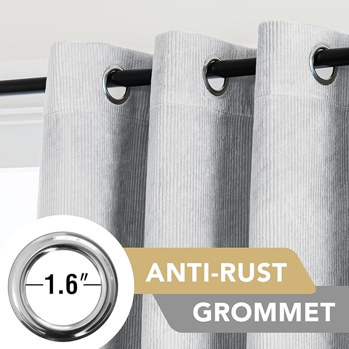 H.VERSAILTEX Velvet 100% Blackout Curtains for Living Room Full Light Blocking Curtains Thermal Insulated Room Window Drapes Soft Luxury Curtains Grommet Top 2 Panels (55" W x 108" L, Glacier Gray)