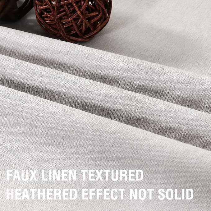 H.VERSAILTEX 100% Blackout Curtains for Bedroom 108 inches Long Room Darkening Linen Style Curtains with Thermal Liner and Grommets for Efficient Insulation, 52x108 Inch, Heather Cloud(Not Solid)