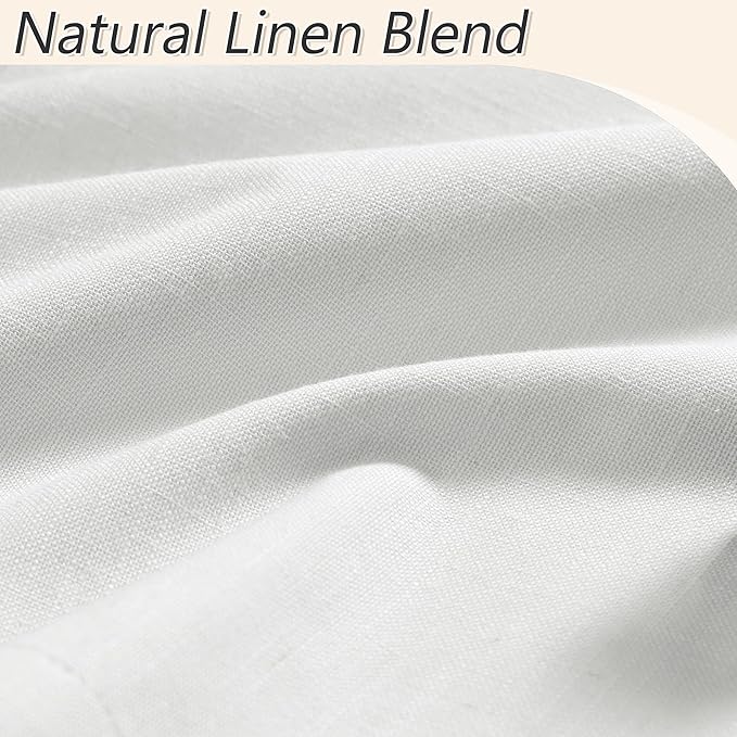 Guken White 100% Blackout Linen Curtains 52 Inch Wide by 104 Inch for Living Room Bedroom Back Tab Thermal Insulated Black Out Linen 2 Drapes Room Darkening Window Curtains
