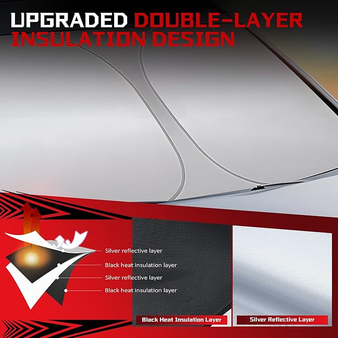 Windshield Sun Shade for 2016-2025 Volvo XC90 Foldable Sun Sunshade for Car Front Window Blocks UV Rays and Heat Automotive Interior Protector Custom Fit Accessories