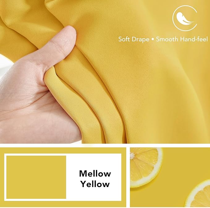 Deconovo Extra Long Blackout Curtains Back Tab and Rod Pocket Thermal Insulated Room Darkening Curtains for Bedroom 52Wx108L Inch Mellow Yellow 2 Panels