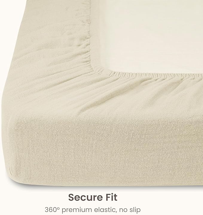 Bioweaves Organic Cotton Muslin Crib Sheet, GOTS Certified Fitted Crib Mattress Sheet, Extra Soft & Breathable for Toddler, Baby Boys & Girls, 52" x 28”, 8 Inch Pocket, Natural