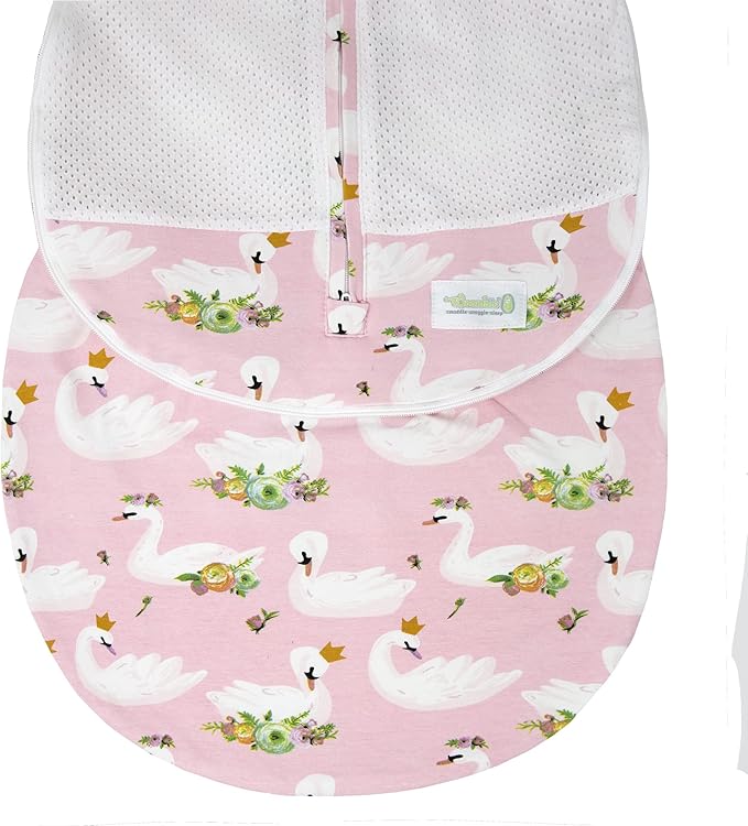 Woombie Grow with Me Air Baby Swaddling Blanket, Convertible Swaddle Fits Babies 0-9 Months, Expands to Wearable Blanket for Babies up to 18 Months, Princess Swan
