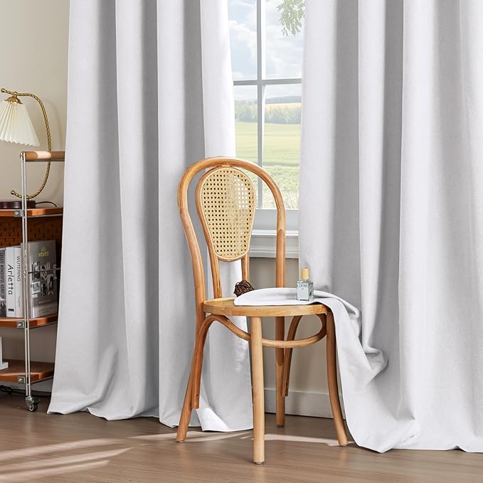 PrinceDeco Blackout Curtains for Bedroom – 100% Light Blocking Thermal Insulated Curtains 96 inch Length, Noise Reducing Energy Saving Drapes for Living Room,Nursery,2 Panels,55" W x96 L, White