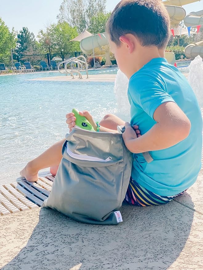ALVABABY 2pcs Cloth Diaper Wet Dry Bags Waterproof Reusable with Two Zippered Pockets Travel Beach Pool Daycare Soiled Baby Items Yoga Gym Bag for Swimsuits or Wet Clothes L2629
