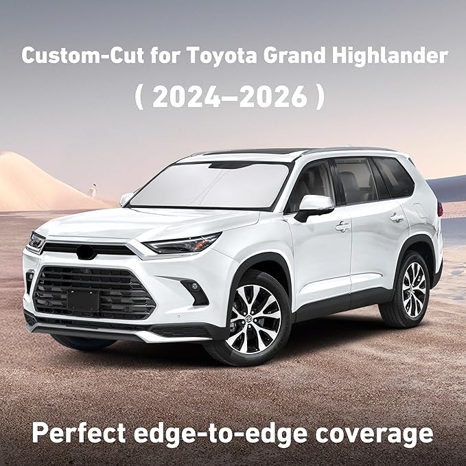 Econour Windshield Sunshade for Toyota Grand Highlander 2024-2025 2026, Sun Visor for Front Windshield & Window Sun Shade Cover, UV Heat Blocker & Protector, Car Accessories