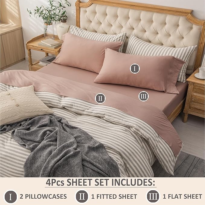 PURE ERA Jersey Knit 3pcs Bed Sheet Set 100% T-Shirt Cotton Super Soft Comfy Breathable Fits Mattress Up to 20" Extra Deep Pocket (Solid Petal Pink, Twin XL)