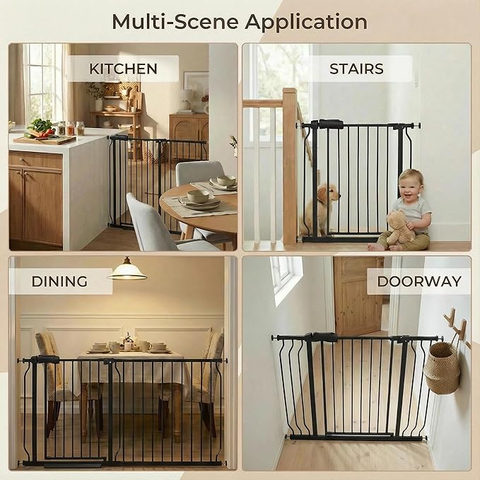 Extra Wide 76.4-81 Inch Large Baby Gates for Stairs, Doorways - No Drilling, Pressure Mounted Pet Gates for Kids & Dogs