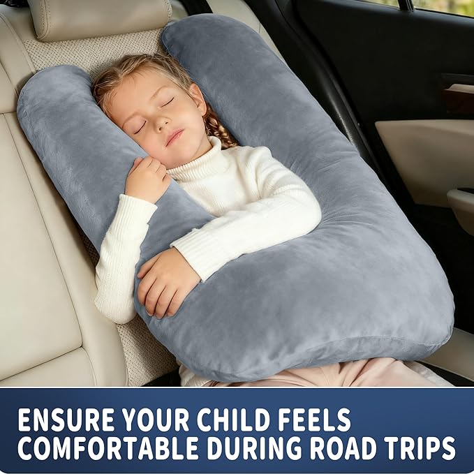Car Pillow for Kids, Car Pillow, Travel Pillow Cushion for Car and Adults, Support Head and Neck on Road Trips, Black