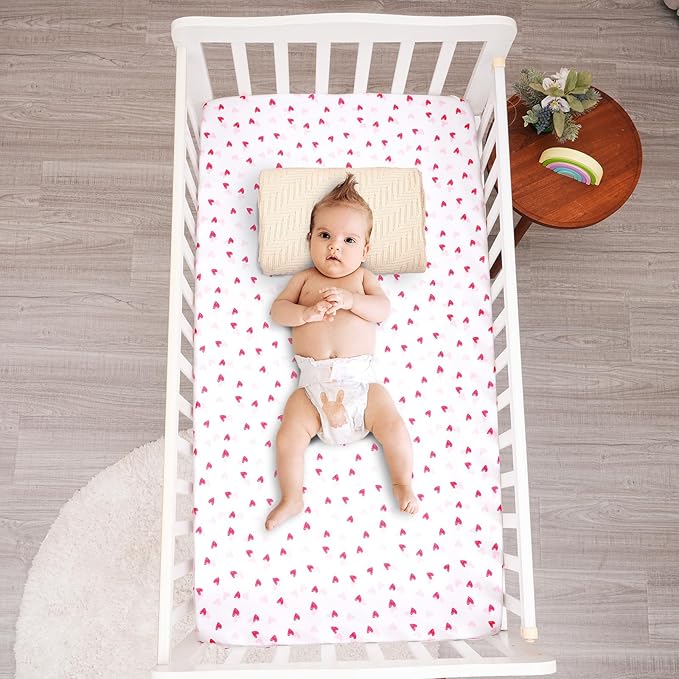 david's kids 3 Pack Fitted Crib Sheets, Ultra Soft Breathable Comfortable Baby Sheet Set for Girls Neutral, 28x52 Inch Fits Standard Crib and Toddler Mattresses, Rainbow